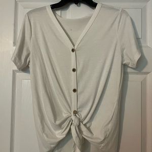 White Cropped Shirt with buttons.